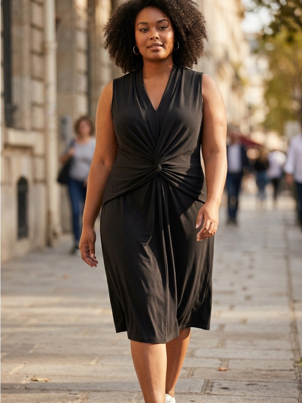 White House Black Market Black Twist-Front Midi Dress